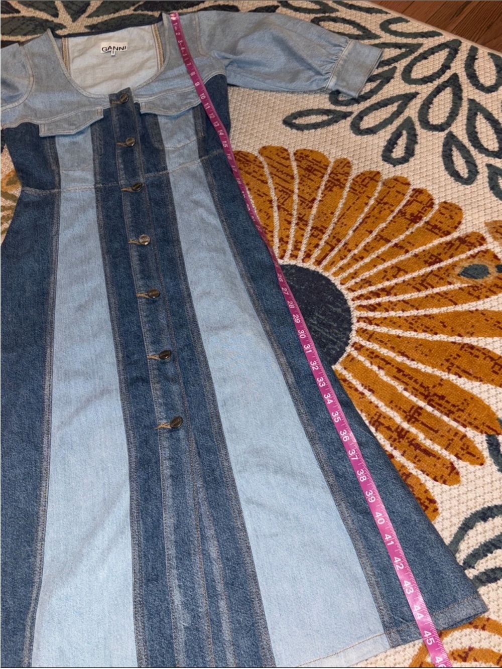 Ganni Two-Tone Denim Dress size 34 - Picture 11 of 14